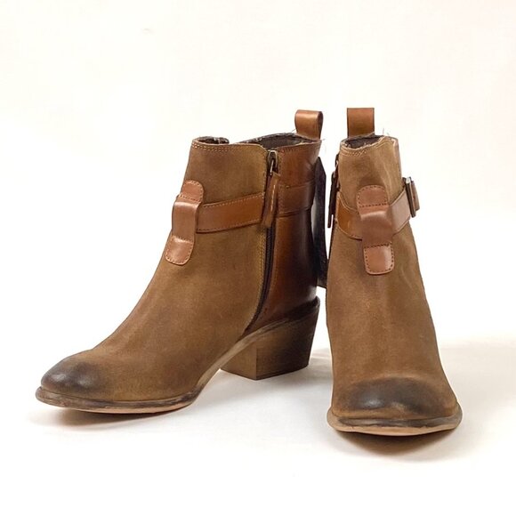 Roan Uma Hand Finished Full Grain Leather Belted Cowboy Heel Ankle Booties. 8 - Picture 6 of 12